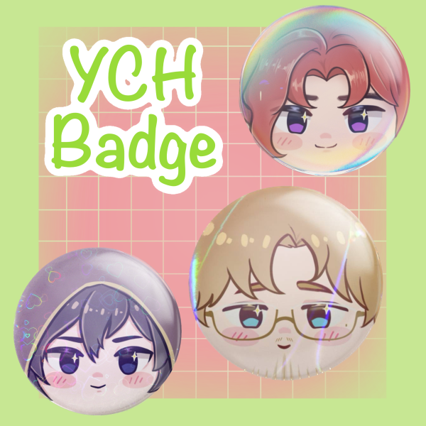 Ych custom chibi face badge - button pin