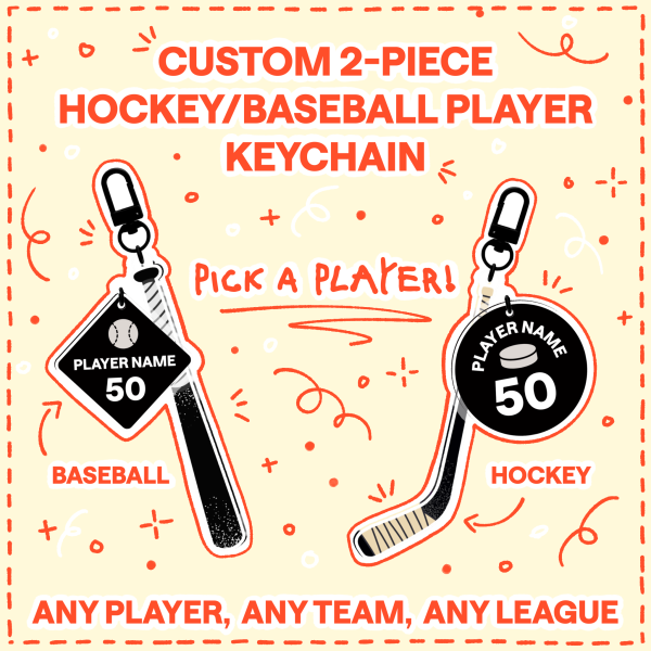 Custom 2-Piece Hockey/Baseball Player Keychain (YCH)