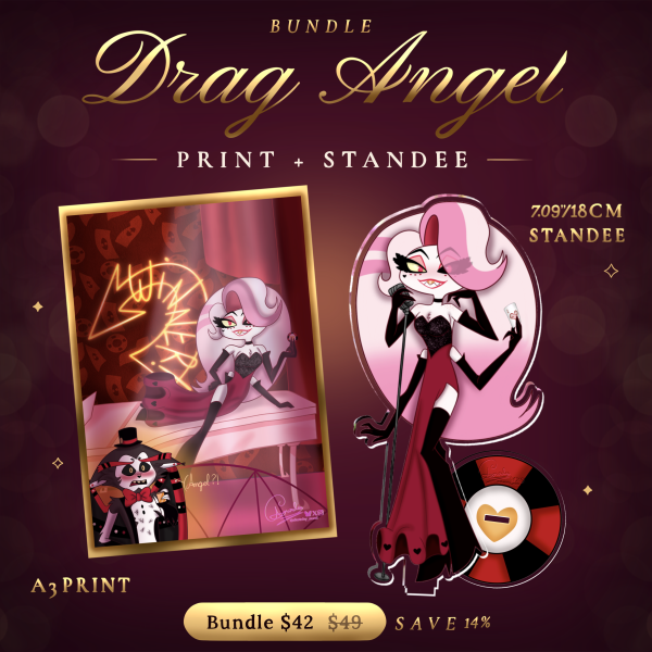 Angel in Drag Bundle — Hazbin Hotel A3 Print + Acrylic Standee