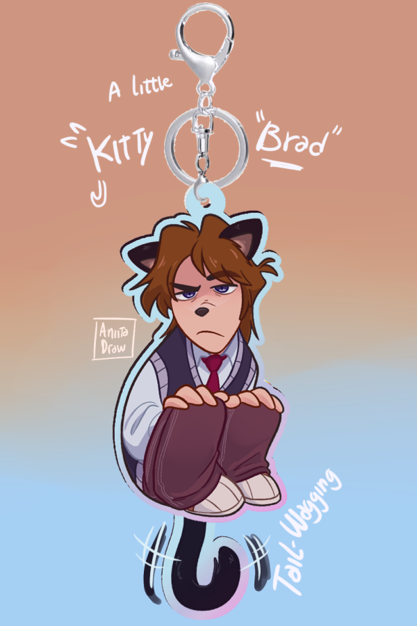 Kitty Brad Tail-wagging keychain