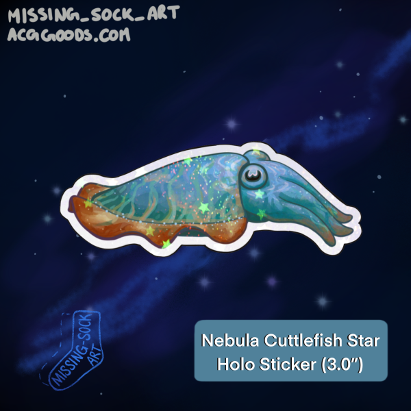 Nebula Cuttlefish Holo Star Sticker (3.0")
