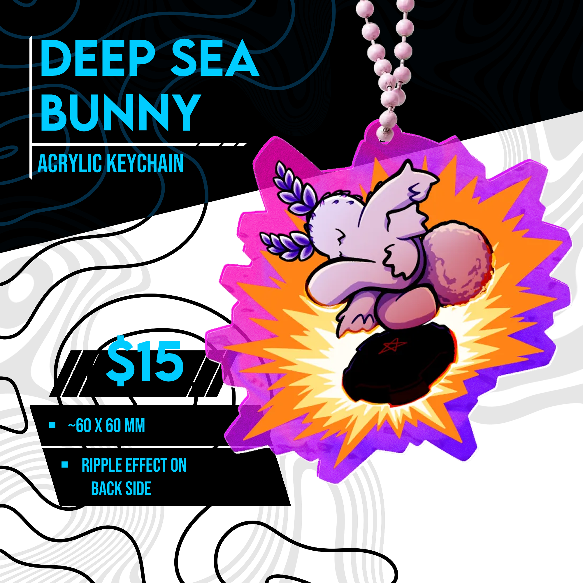 Deep Sea Bunny Double-Sided Ripple Keychain [Pressure]