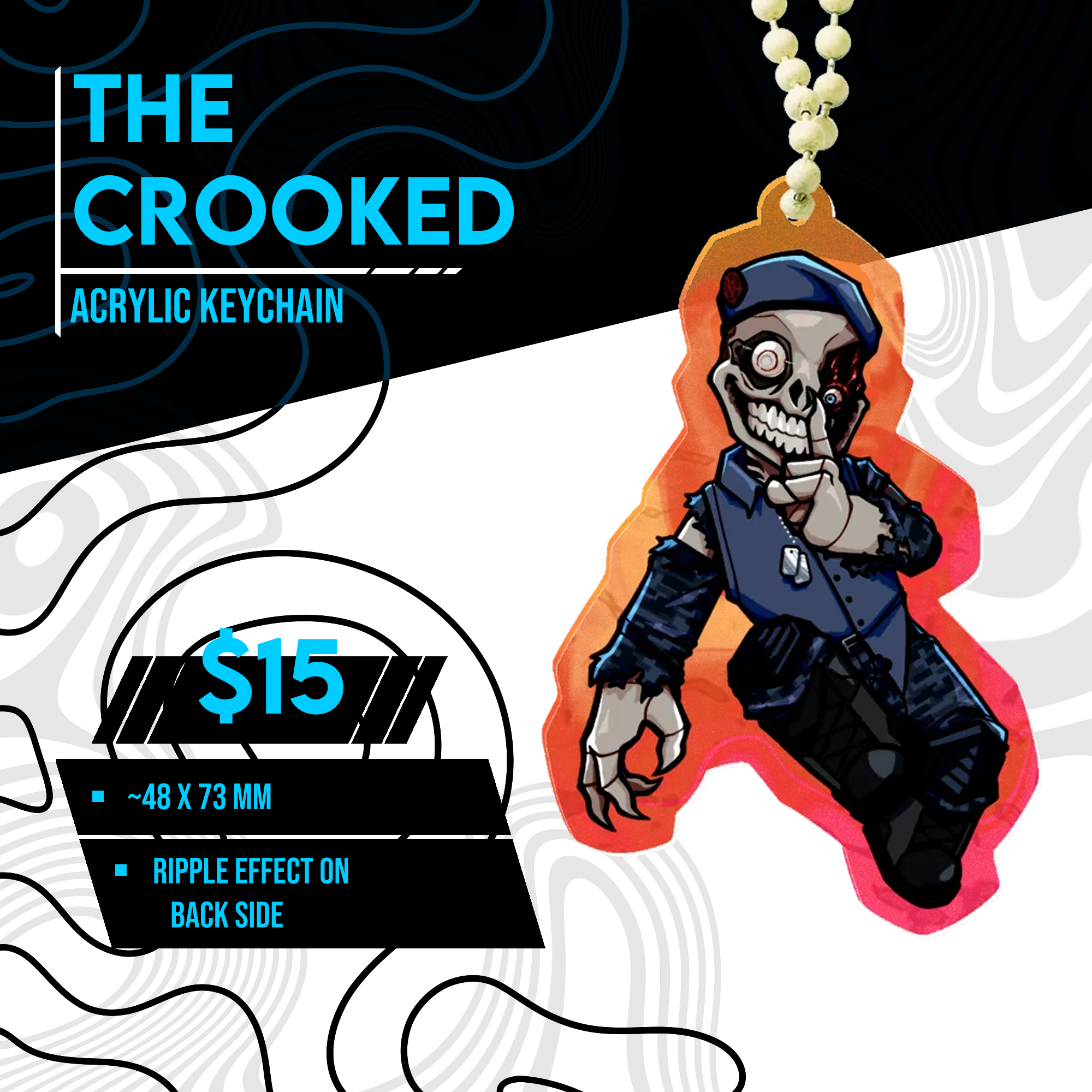 The Crooked Double-Sided Ripple Keychain [Pressure]