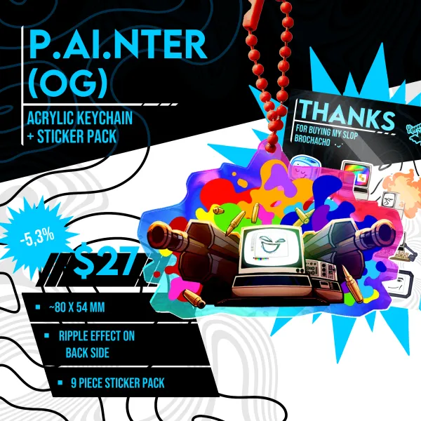 p.AI.nter OG Double-Sided Ripple Keychain + 9 piece Sticker Sheet [Pressure]