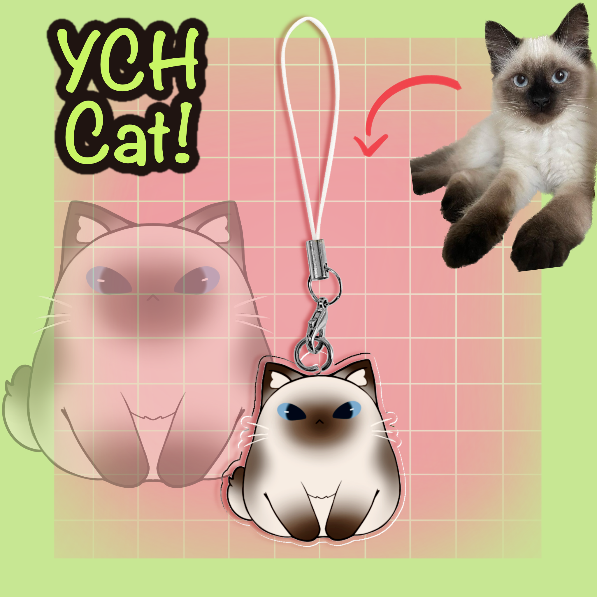 Ych cat phone charm / lanyard keychain
