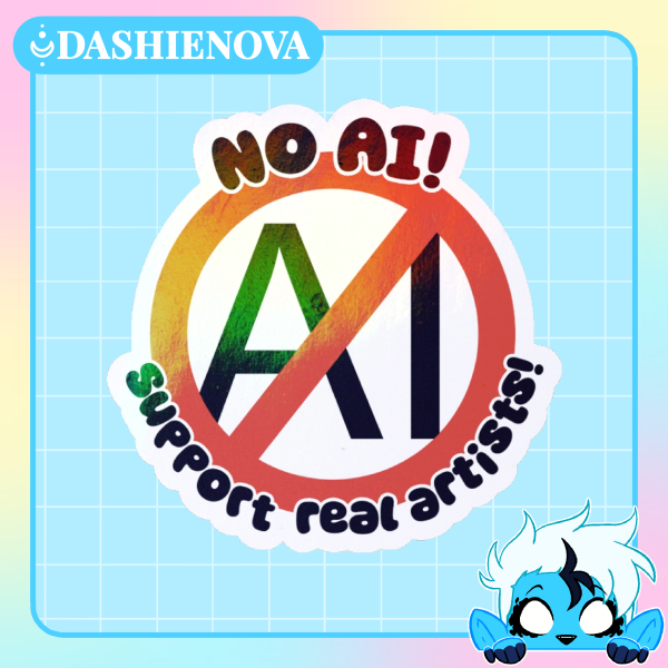 No AI / Anti gen AI Rainbow holo sticker
