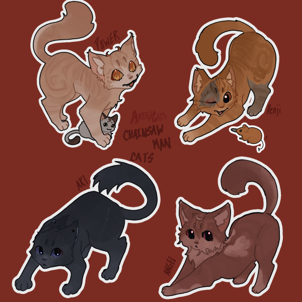 Cat-ified Chainsaw Man Sticker Bundle