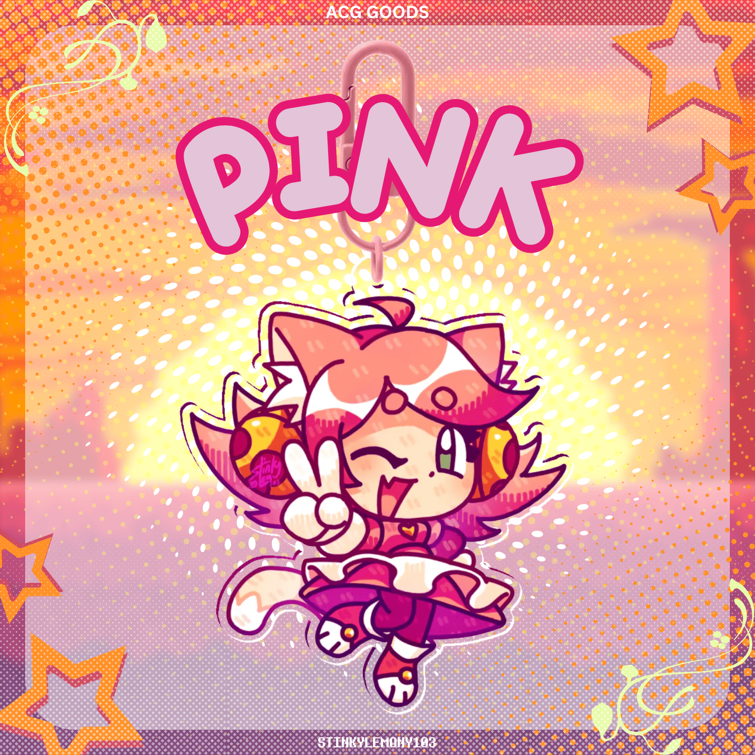 Pink & Ghost back to back Clear Acrylic Keychain