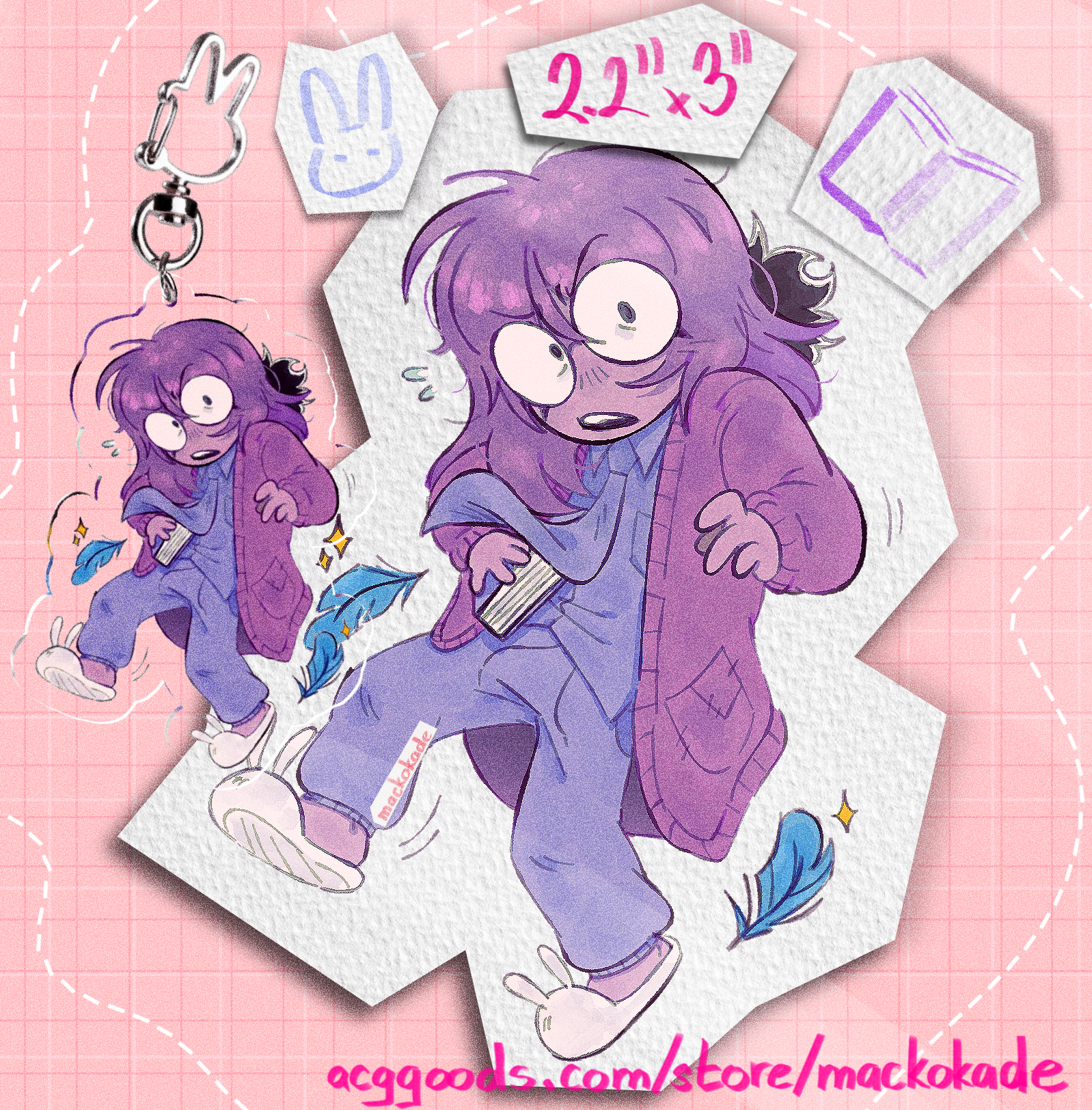 DELTARUNE Seth Keychain + Bunny Clasp [2.2"x3"]