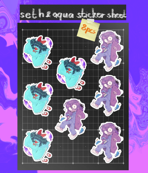 DELTARUNE Seth + Aqua Sticker Sheet (8pcs)