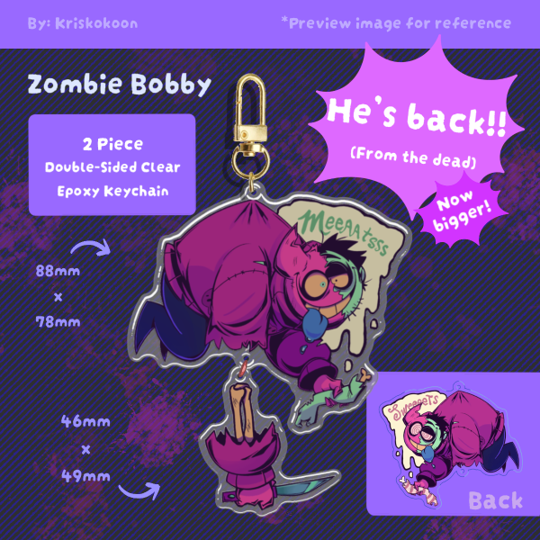 Zombie Bobby | Double Sided Epoxy Keychain