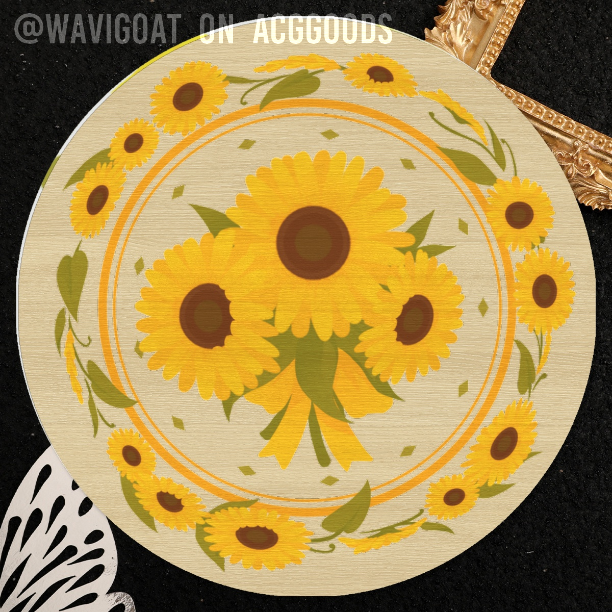 Yellow Sunflower 10cm Wood Coaster