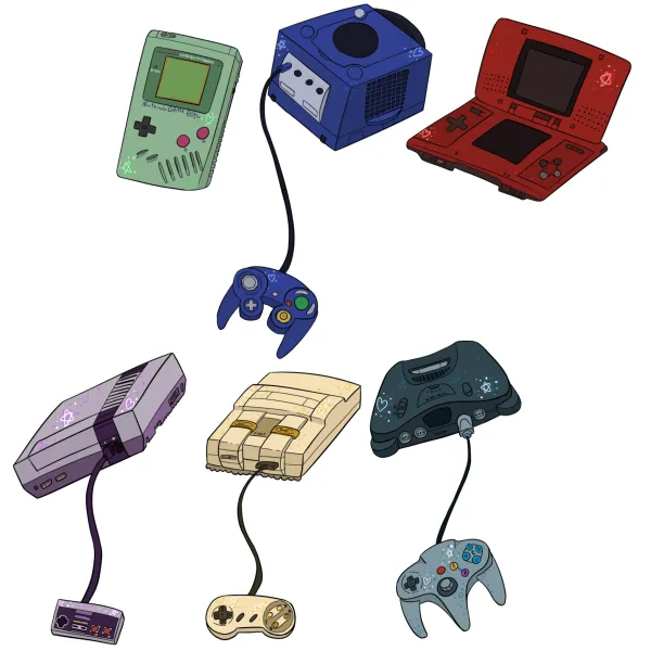 Nintendo console keychain set