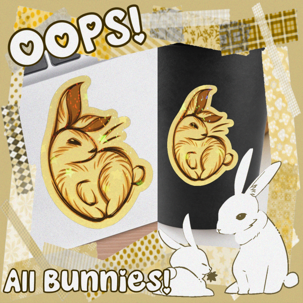 Rabbit Bunny - Colored Edge Die Cut Stickers (Holo Sand Star)
