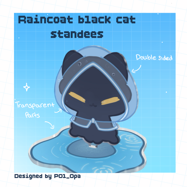 Raincoat black cat Standees