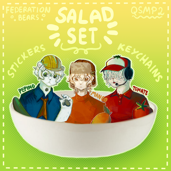 Salad Trio Keychains and Stickers Set