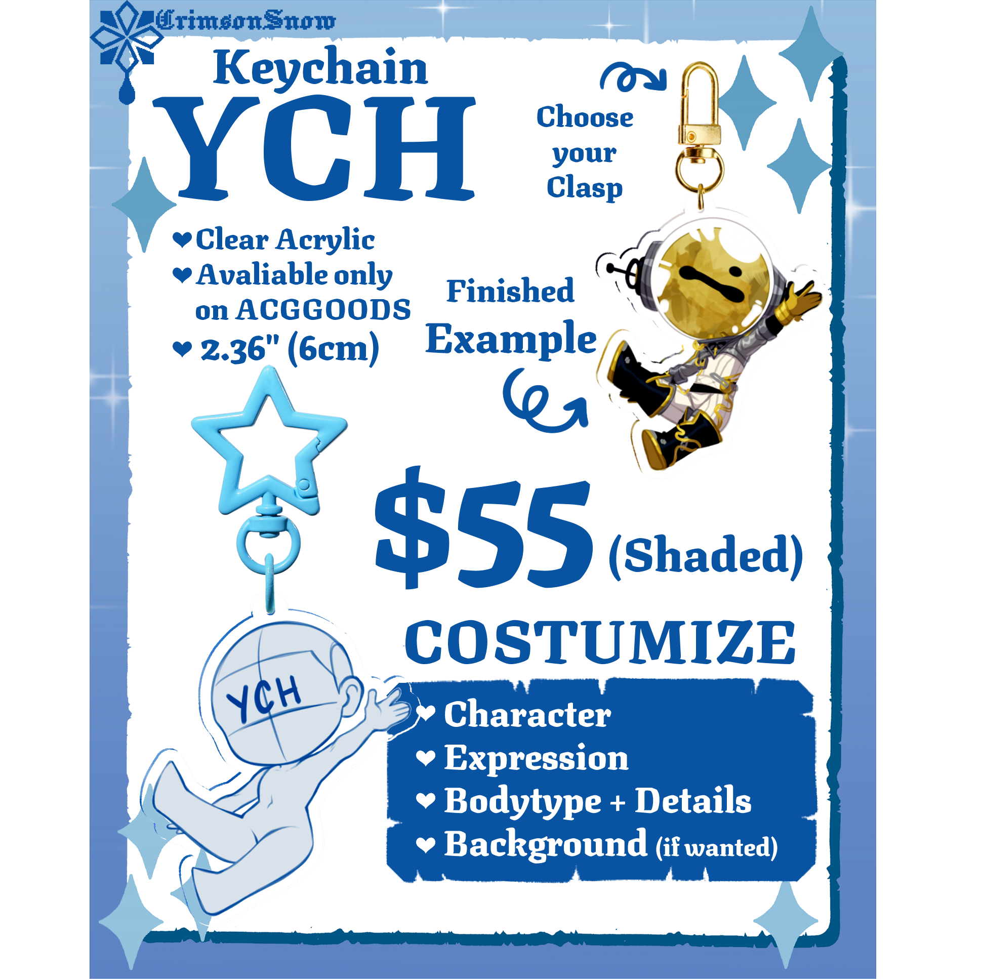 Custom YCH Acrylic Keychain - Fanart | OC | Furry | IRL