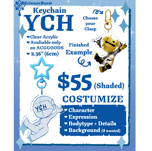 Custom YCH Acrylic Keychain - Fanart | OC | Furry | IRL