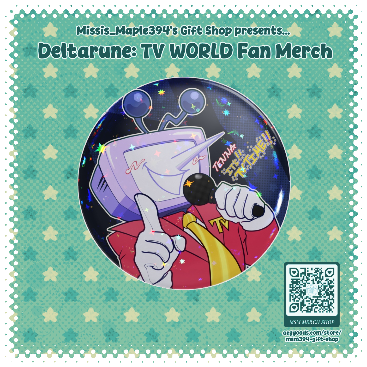 ROUND BUTTON PIN ~ DELTARUNE - Mr. Ant Tenna (DRFF COLLAB VER.)