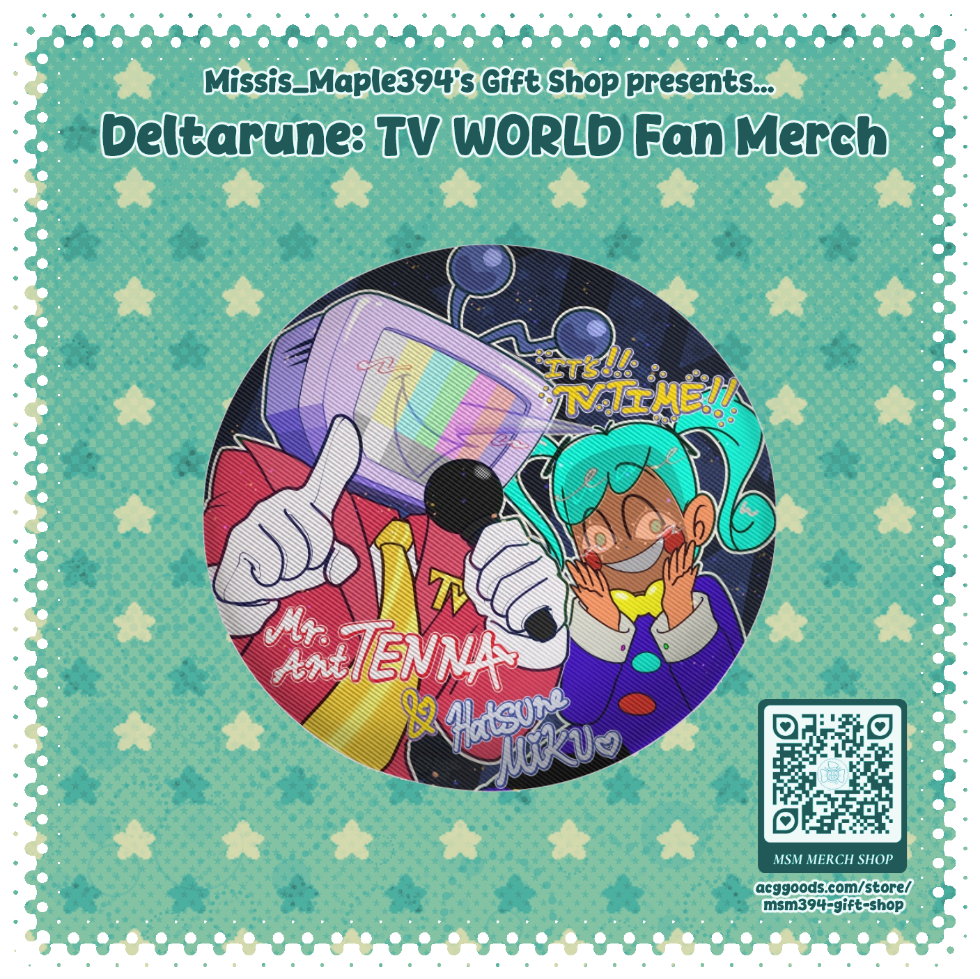 LENTICULAR ROUND PIN  ~ DRFF COLLAB - Mr. Ant Tenna & Static Hatsune Miku