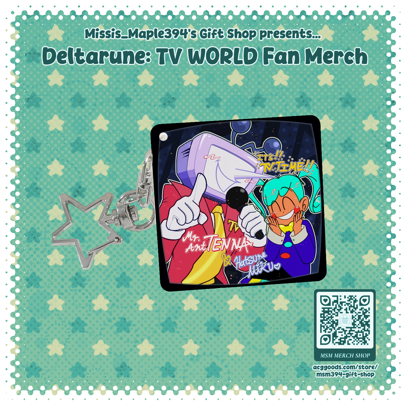 LENTICULAR ACRYLIC PENDANT ~ DRFF COLLAB - Mr. Ant Tenna & Static Hatsune Miku