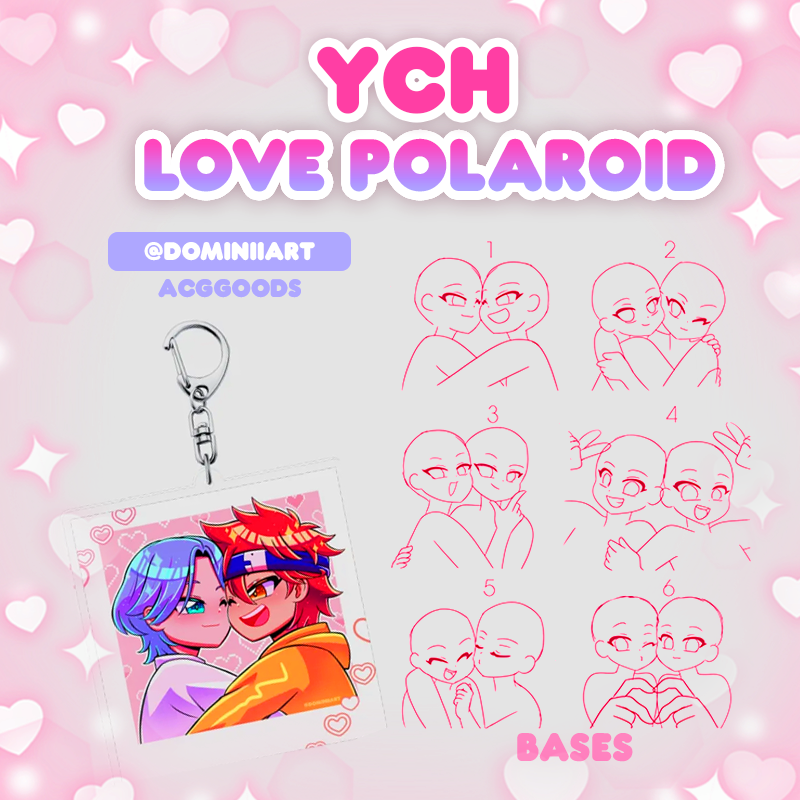 Yumeship  / OC /  Custom Couple  YCH Love polaroid Acrylic Keychain