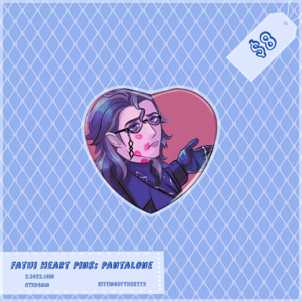 [FATUI] Pantalone Kiss Face Heart Button Pin