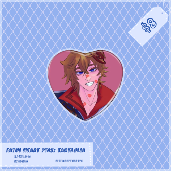 [FATUI] Tartaglia Kiss Face Heart Button Pin