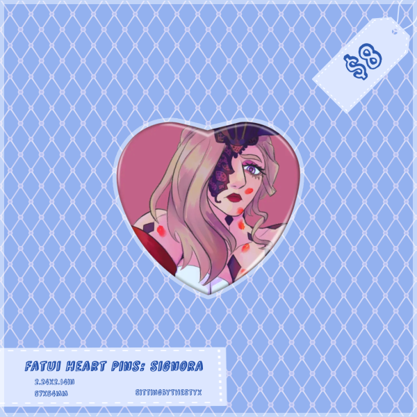 [FATUI] Signora Kiss Face Heart Button Pin