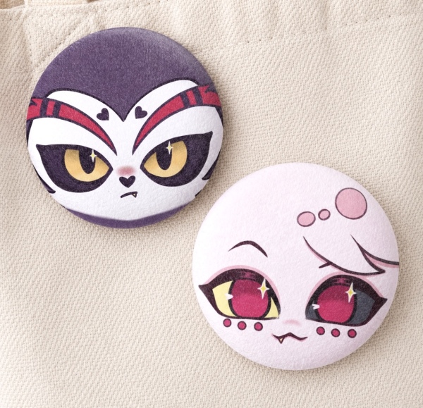 Angel dust and Husk plush badges - button pins