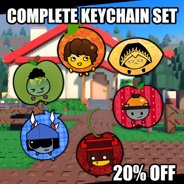 Miniature Roblox Admin Fruit Keychains