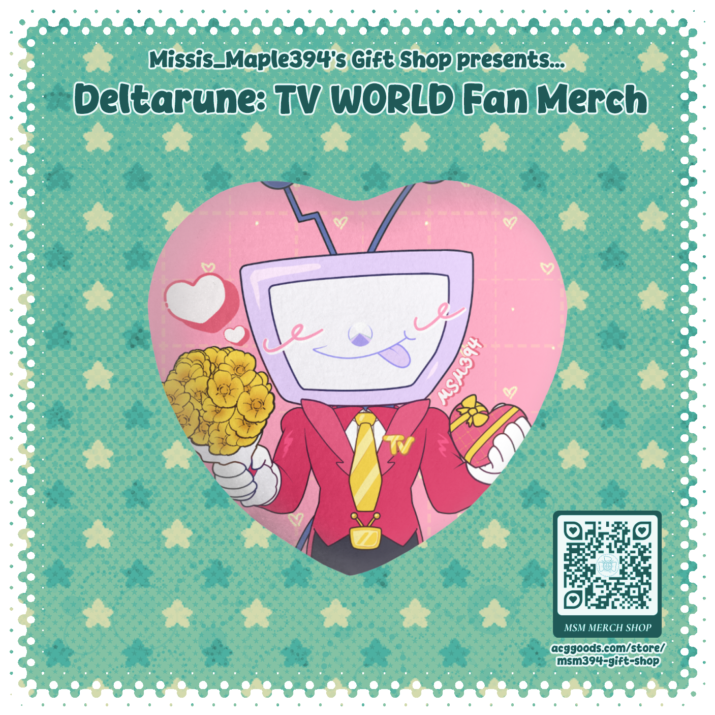 HEART PLUSH BADGE ~ DELTARUNE - Mr. Ant Tenna (DRFF COLLAB VER.)