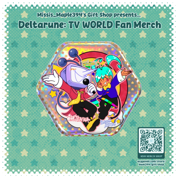 HEXAGON HOLOGRAPHIC BUTTON PIN ~ DRFF COLLAB - Mr. Ant Tenna & Static Hatsune Miku
