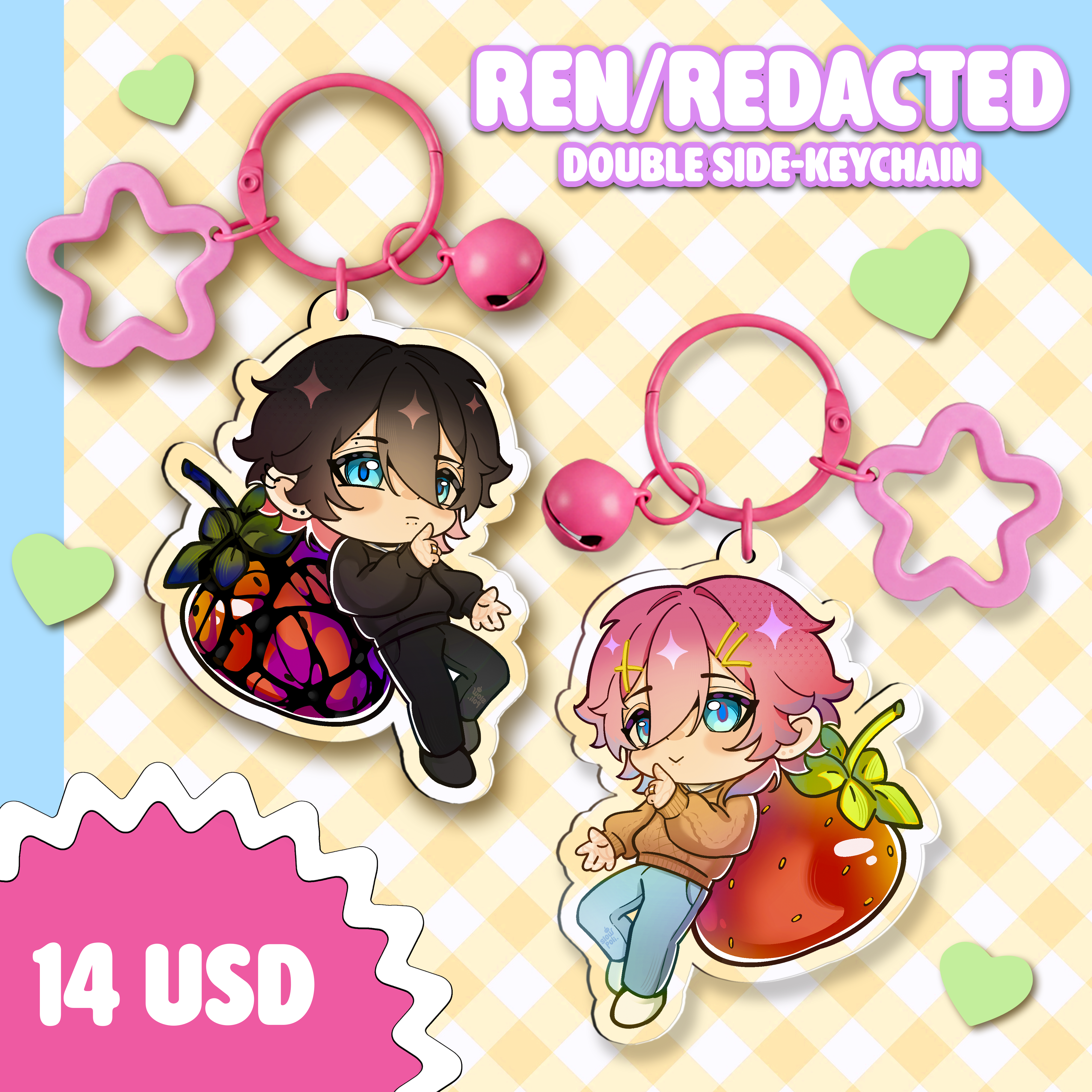 Ren/Redacted 14dwy Acrylic Double Side Keychain