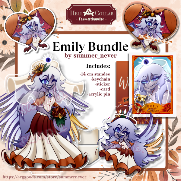 Emily Bundle || Wedding Hell-a-Collab || Hazbin Hotel || Standee Keychain Sticker Card Pin