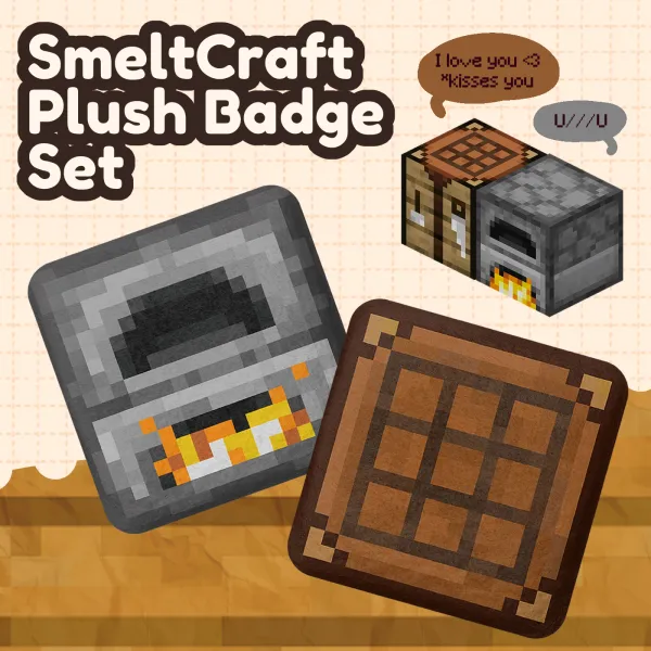 SmeltCraft Plush Badge Set