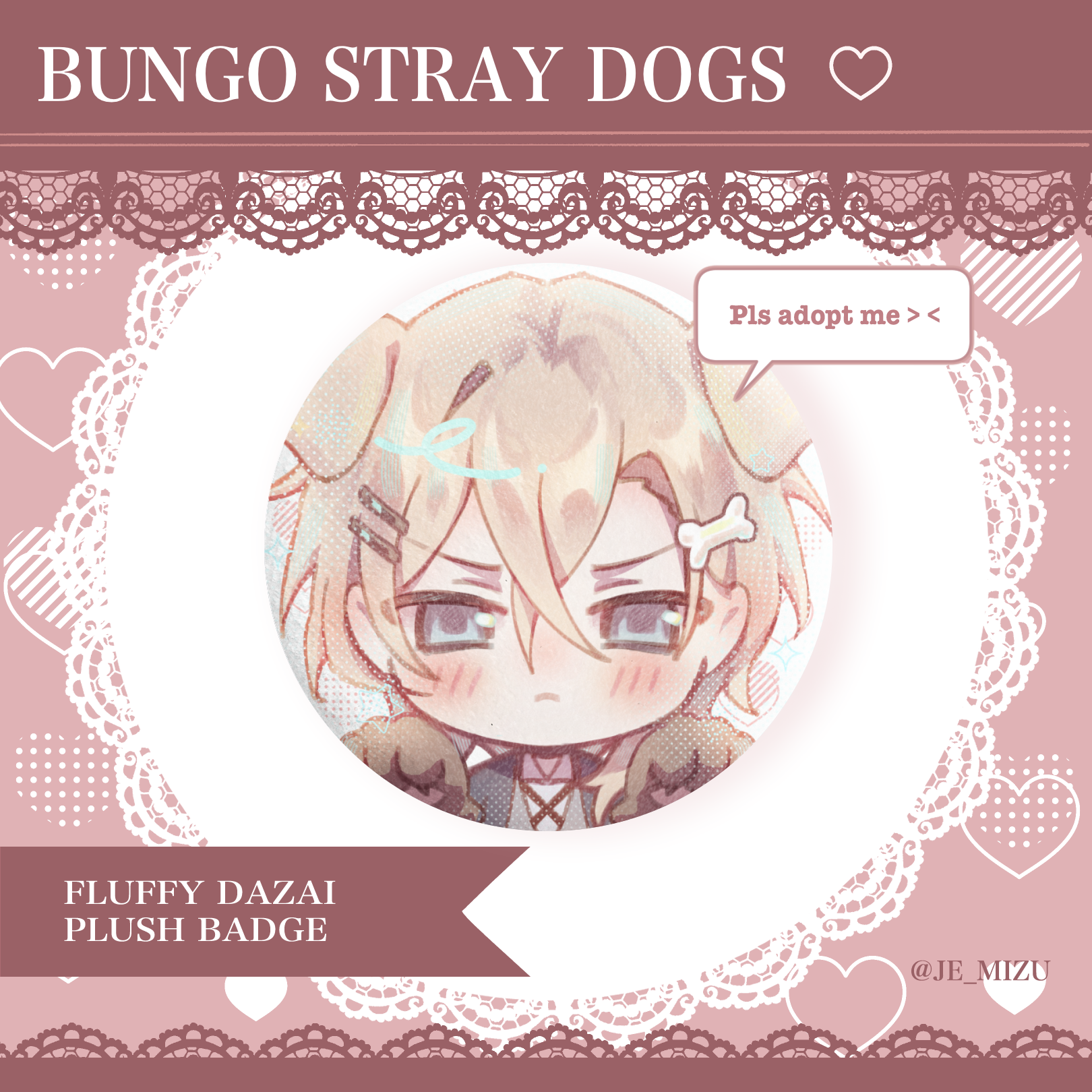 Doggy Nakahara Chuuya Plush Badge
