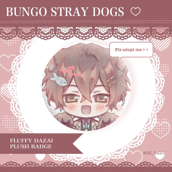 Kitty Dazai Osamu Plush Badge