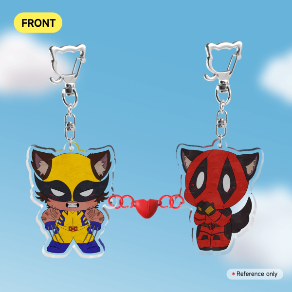 Deadpool and Wolverine Fluffy Matching Keychain Set
