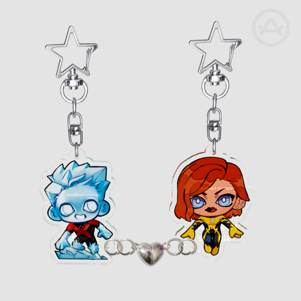 Iceman and Firestar | Acrylic Magnet Keychains