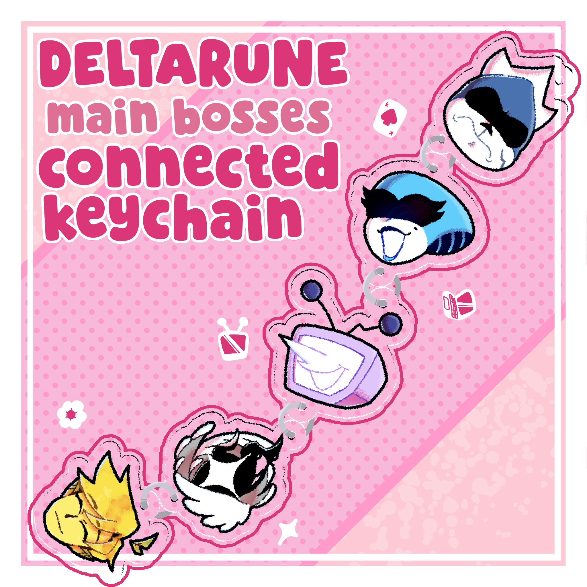 DELTARUNE Main Bosses Connected Keychain