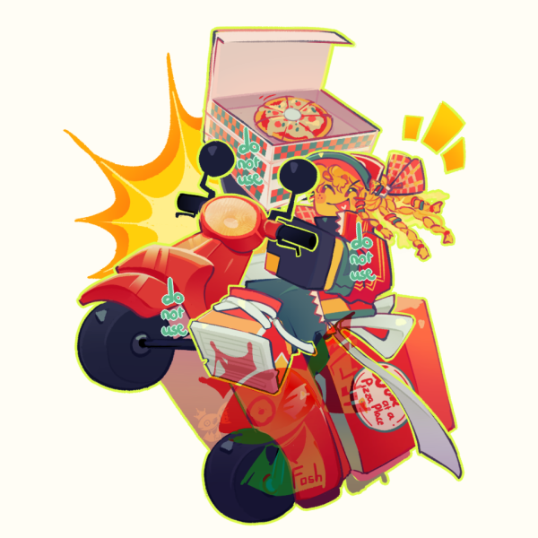 Elliot standee (Work at a Pizza Place)