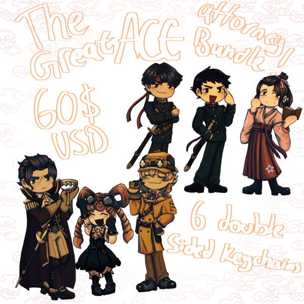 The great ace attorney keychain bundle