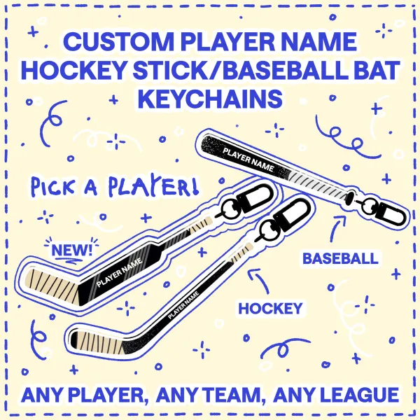 Custom Player Hockey Stick/Baseball Bat Keychain (YCH)