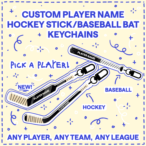 Custom Player Hockey Stick/Baseball Bat Keychain (YCH)