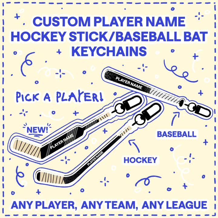 Custom Player Hockey Stick/Baseball Bat Keychain (YCH)