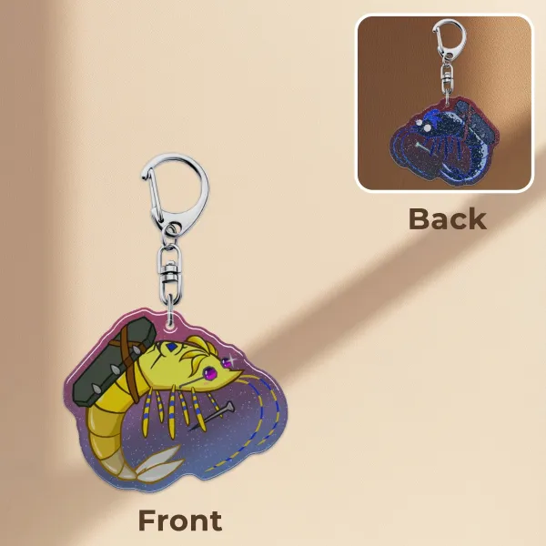 Shrimp Locke Epoxy Glitter Acrylic Keychain