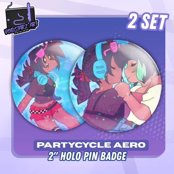 PARTYCYCLE Frutiger Aero Holo Pin Badge SET of 2