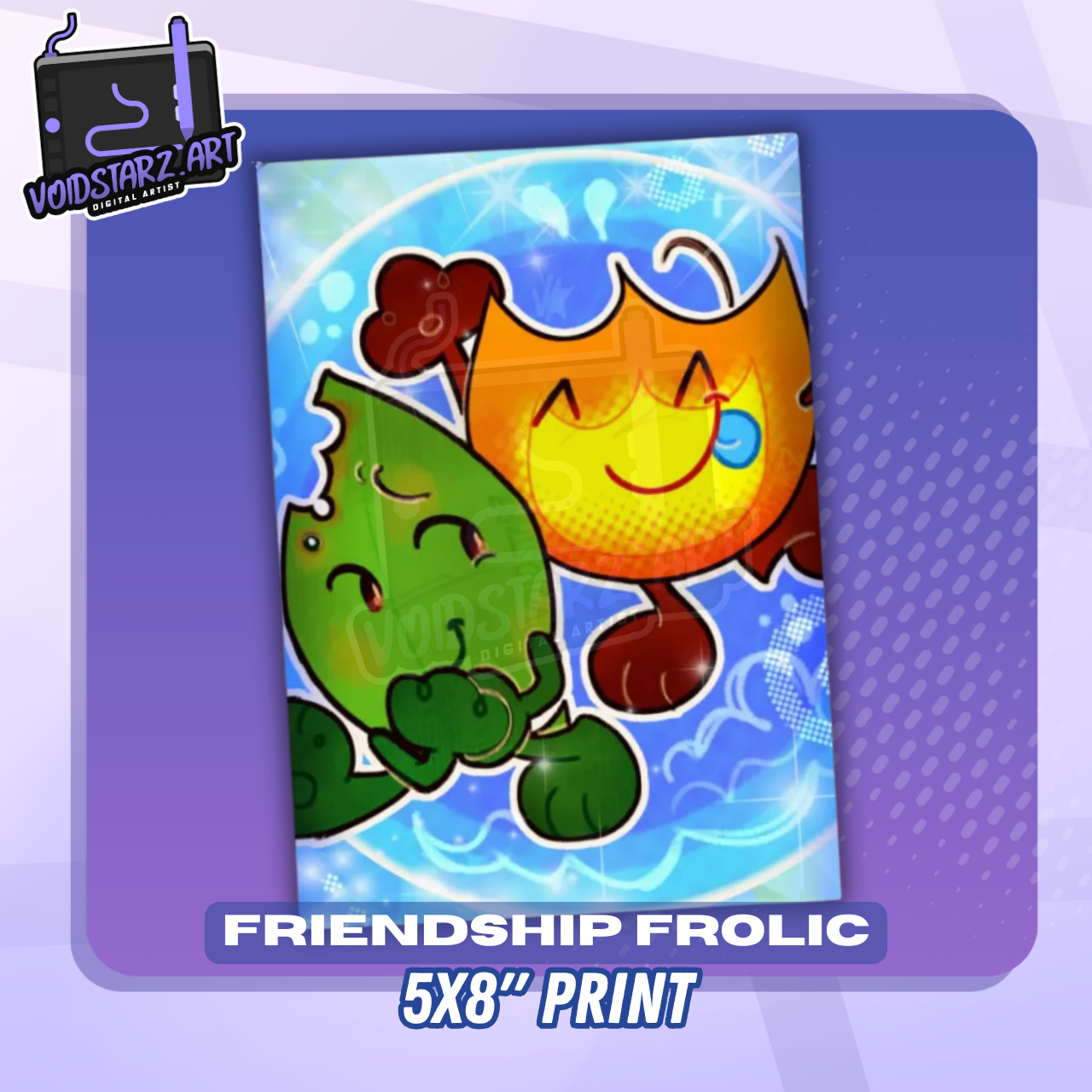 Friendship Frolic | Firey & Leafy (BFDI) 5x8" Print