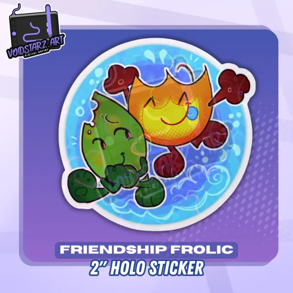 Friendship Frolic | Firey & Leafy (BFDI) Die-cut Holo Sticker